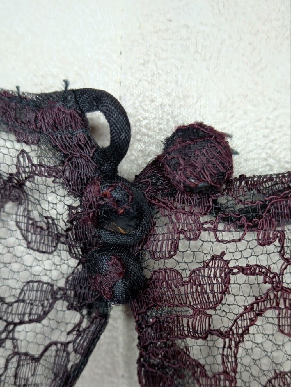 Vintage 60s Black Lace Top Feather Boa Sleeves Elegant Formal - Picture 6 of 11